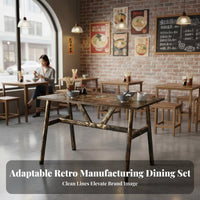 4-Person Table and Seating Set cost-effective 4-Seater Restaurant Table with Stools Retro Design business Furniture for cafeteria proprietors, Small areas