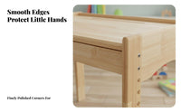 Multifunctional Design Wooden Kids Table and Chair Set Rounded Corners Kids Table and Chair Set Easy to Clean Solid Wood Learning Desk for Toddlers, Preschoolers, Parents, Home Schooling, Playroom, Classroom, Nursery