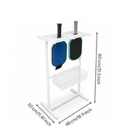 Freestanding Pickleball Paddle Rack with Ball Basket Metal Pickleball Paddle Holder with Ball Basket Wire Mesh Sturdy for Clubs, Garage, Training Areas, Entryway