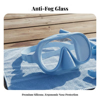 Waterproof Anti-Fog Diving Mask Ultra Clear Lens Tempered Glass Swim Mask Adjustable Strap for Divers, Beginners, Swimming, Beach, Ocean