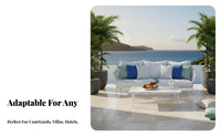 Weather Resistant Cushioned Lounge Ensemble Long-Lasting Frame Woven Strap Sofa Set Protected Outdoor Furniture Water for Hospitality Businesses, Homeowners, Families, Courtyard, Balcony, Resort, Backyard