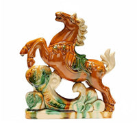 Tang Sancai Horse Statue Tricolor Glaze Sancai Ceramic Horse Feng Shui Decor