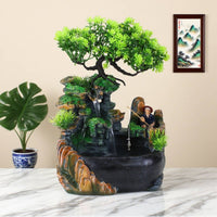Quiet Operation Rockery Waterfall Fountain Nature Inspired Feng Shui Desktop Fountain Semi-Handmade Feng Shui Water Ornament for Meditation Practitioners, Office, Living Room, Mindfulness Studio