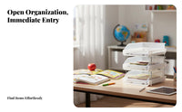 Multi-Tier Desk Organizer Easy Reach Stackable Sliding Tray Sturdy Construction