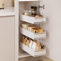 Kitchen Storage, Under Sink Drawer Storage, Slim, Set of 2, White, Side Mount Type