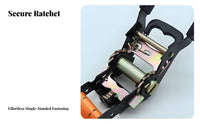 Ratchet Fastening Strap 4400-Pound Strength Breaking Strength Double Hook Cargo Non-Slip Grip Coated Handle Transporting Equipment for Movers