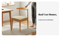 Sturdy Steel Frame Nordic Design Dining Chair Comfortable Seating Wood-Look Metal Chair Thick Cushion Home Furniture Strong Load-Bearing for Homeowners, Students, Restaurant Owners, Study Room, Bedroom