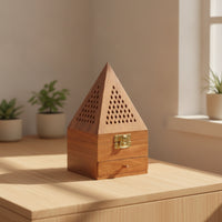 Incense Burner Box Pyramid Incense Box with Drawer Tabletop Decorative for Meditation, Tea Room