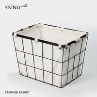 Bathroom Laundry Basket with Handle, Iron and Fabric