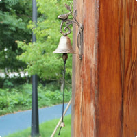 Decorative Rustic Wall Bell with Pull Cord Vintage Cast Iron Bell with Bracket Weather-Resistant Door Chime Easy to Install for Gardeners, Yard, Doorway