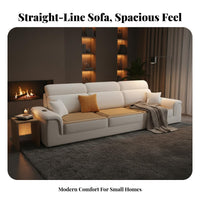 Straight-Line Fabric Sofa Modern Design Upholstered Multi-Seat Lounger Minimalist aesthetic Living Room Seating for Homeowners, Families, Lounge Area
