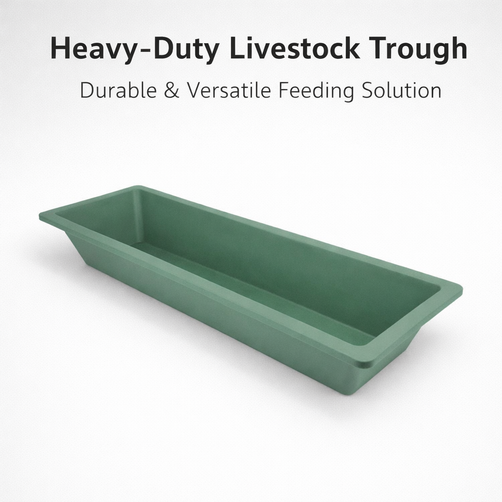 Heavy Duty Rectangular Pig Feeder Trough, Large Size Livestock Water and Feed Trough for Farm Barn, Trough for Farmers, 5 Pack 24 Inch