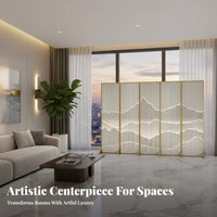 Foldable Design Multi-Panel Folding Screen Light Luxury and aesthetic Freestanding Panel Divider Mobile Room Partition Golden peak design for Art aficionados, Business Owners, Restaurant, Entryway, Bedroom, Studio Apartment