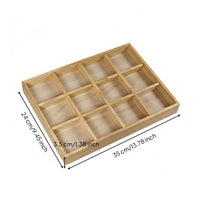 12 Slot Wooden Tray Multi Purpose Wooden Compartment Tray Space Saving 12-Slot Display Box for Desk