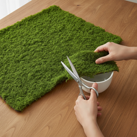 Artificial Moss Mat for Micro Landscape and Bonsai Decor, Flocked Green Moss Turf