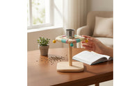 Desktop Bird Stand Wooden Bird Stand with Drink Holder Stainless Steel Playground for Small Birds, Parrots, Desk, Table