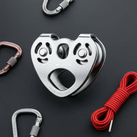 Double Axle Pulley Bearing Wheel Stainless Steel Pulley Heavy Duty Outdoor Gear for Climbers