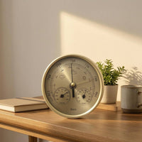 3-in-1 Air Pressure Gauge Thermometer Hygrometer Easy-to-Read Analog Weather Station Round Air Pressure Gauge Hygrometer Thermometer Metal Bezel