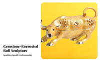 Artisanal Golden Bull Ornament Metal Alloy Construction Golden Ox Ornament Symbol of Wealth for Collectors, Office, Living Room, Bookshelf