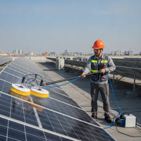 Photovoltaic Panel Cleaning Machine with Dual Brushes Electric Photovoltaic Panel Cleaning Brush Kit Self-Priming twinBrush Cleaner for Professionals