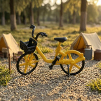 1:64 Velocipede Model Decorative Miniature Velocipede with Basket Bike Miniature Desktop Decoration Display Piece Collectible