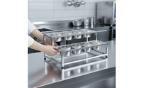 8-Compartment Condiment Organizer Stainless Steel Condiment Rack with Cups Double-Layer Sauce Holder for Restaurants, Buffets, Buffet Lines, Kitchens
