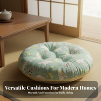 Japanese Design Round Futon Cushion Thickened Design Tatami Floor Cushion Comfortable for Meditators, Office Workers, Bay Window