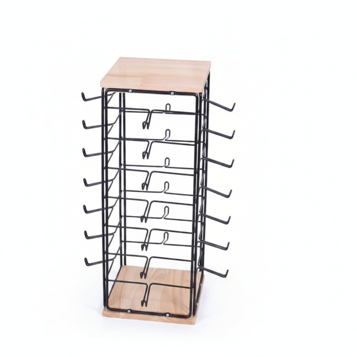 64 Hooks Sunglasses Display Rack 360-Degree Rotation Rotating Eyewear Stand Easy Browsing Multi-Tier Hook Rack Space-Saving for Shop Counter