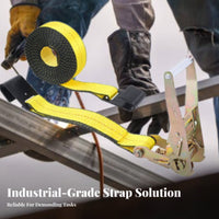 Abrasion Resistant Ratchet Tie down Strap Easy Release 2 Inch Flat Hook Strap for Truck Drivers, Warehouse Workers, Flatbed Trailers, Moving