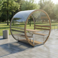 Clear Polycarbonate Coffee Pod Movable Outdoor Dining Capsule Weather-Resistant Panoramic Seating Booth for Cafe Owners, Hoteliers, Restaurant, Patio