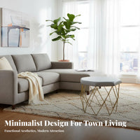 Light Luxury Design Round Upholstered Stool Minimalist design Footrest Sturdy Metal Frame Household Furniture space-saving Size for Adults, Home Decorators, homeowners, Living Room, Bedroom, Entrymanner
