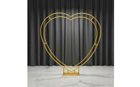Heart Shaped Wedding Arch Double-Layer Heart Silhouette Metal Structure Arch Gilded Celebration Decor for Weddings, Events