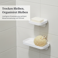 Wall-Mounted Punch-Free Bathroom Organizer with Toothbrush Holder and Liquid Soap Dispenser