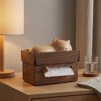 Cat Tissue Box Tabletop Wooden Tissue Box Decorative Home Decor