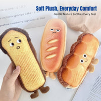 Soft Plush Pencil Case, Creative Bread Shape, Cartoon Face, Girls, 2025 New