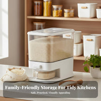 Closure Ed Rice Storage Container Airtight Closure Dry Food Storage Bin Rice Dispenser Moisture-Resistant Press-Button Grain