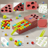 Marble Game with Tongs Tabletop Ball Matching Toy Desktop Sorting Game Interactive Portable for Preschoolers, Classroom