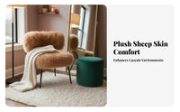 Nordic Design shaggy Armchair Light Luxury Aesthetic Accent Chair Plush Texture Vanity Stool Modern Sculptural Look for Interior Designers, Makeup lovers, boudoir, Photo Studio, Boutique, Entryway