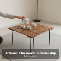 Rustic Design Tiled Wood Top Table Wabi-Sabi Design Living Room Furniture Long-Lasting Handmade for Tea Lovers, Apartment Dwellers, Homeowners, Small Areas, Lounge Area, Bedroom