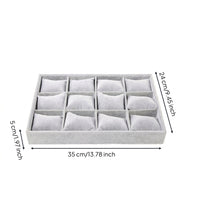 Watch Tray with Pillows Rectangular Jewelry Tray with Pillows Velvet Organizer for Jewelers, Collectors, Retail Counters, Dressing Tables