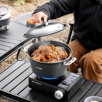Aluminum Alloy Cookware Set, 57 Pieces, Dark Gray, Camping Pot Set, Includes Storage Bag, Compatible with Gas Stoves