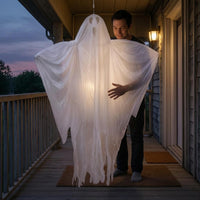 Sound Activated Ghost Draped Light up Ghost Prop Electric Interactive for Haunted House, Halloween Party