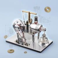 Electricity Generation Stirling Engine Copper Plunger Cylinder Stirling Engine Generator Model Educational Alcohol Lamp Metal Build for Hobbyists, Science Students, Desk, Classroom
