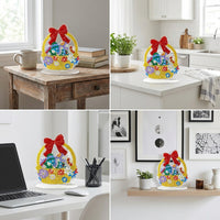 DIY Easter Diamond Art Ornament for Adults, Desktop Diamond Art Painting Kit with Acrylic Stand Easter Tabletop Decor Desktop Ornament