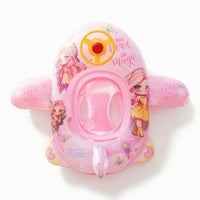 Cartoon-Printed Airplane Pool Inflatable Safe Airplane Inflatable with Seat Comfortable Swim Ring Long-Lasting for Toddlers, Kids, Children, Beach