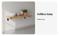 Drillno-Drill Single Floating Board Easy Installation Storage Shelf Space-Saving Display Rack Versatile Design for Homeowners, DIY Enthusiasts, Kitchen, Living Room, Bedroom, Bathroom