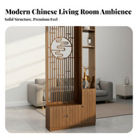 Chinese Design Screen Partition Multi-Functional Storage Entryway Screen Cabinet Space Saving Design Hollow Carved Room Separator for Hallway, Bedroom