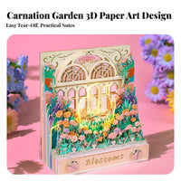 Creative Gift Carnation Flower Paper Carving Aesthetic Design Tear-Away Paper Sculpture Multifunctional for Adults, Gifting, Workspace, Desk
