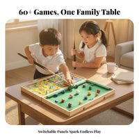 Interchangeable Panels Foldable Tabletop Pool Table Corner Pockets Folding Pool Table Wood-Tone English Green Felt Space-Saving