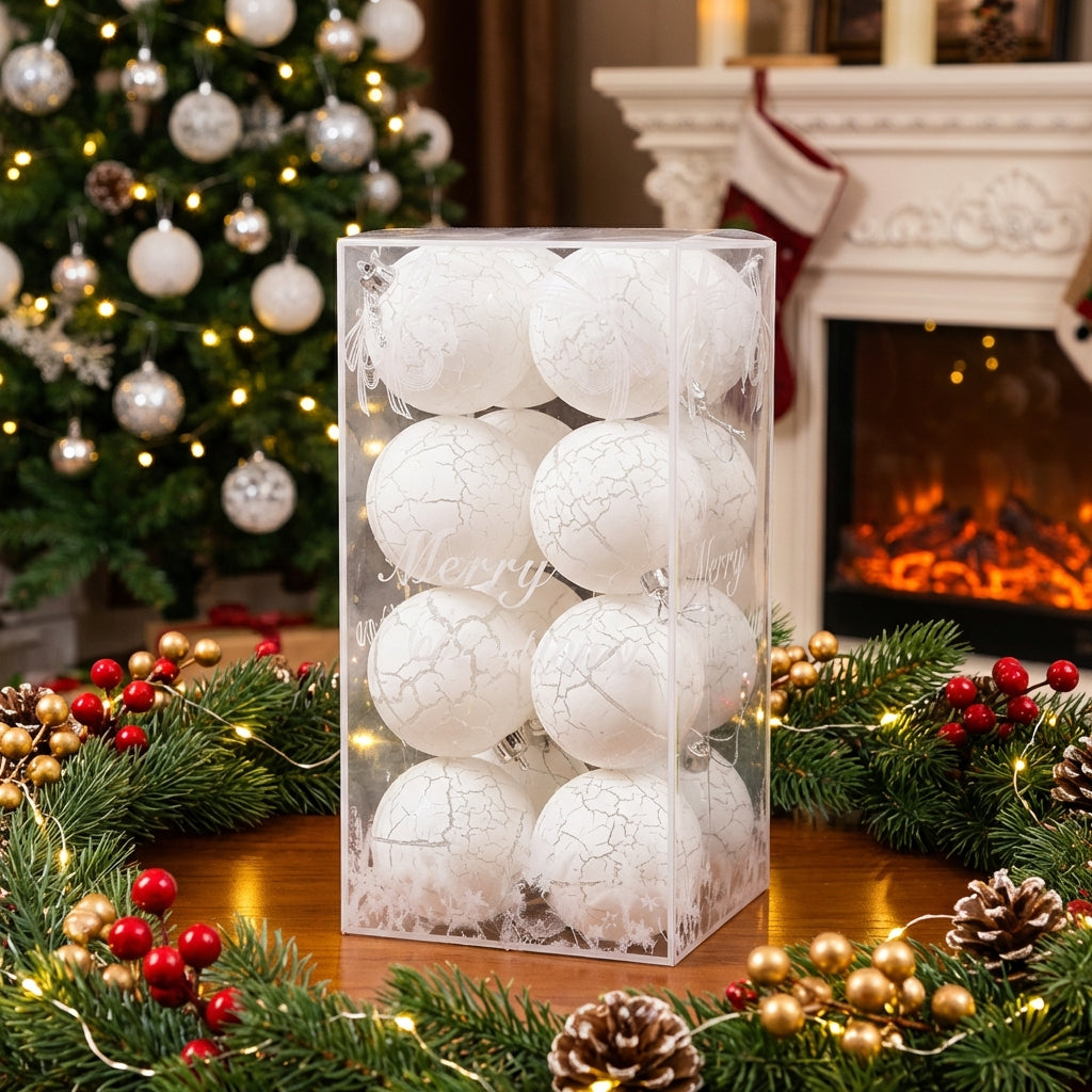 Christmas Tree Hanging Decorations Crackle Finish Ornament Set Festive Ball Ornaments for Event Planners, Birthday, Easter Decor, Party Supplies